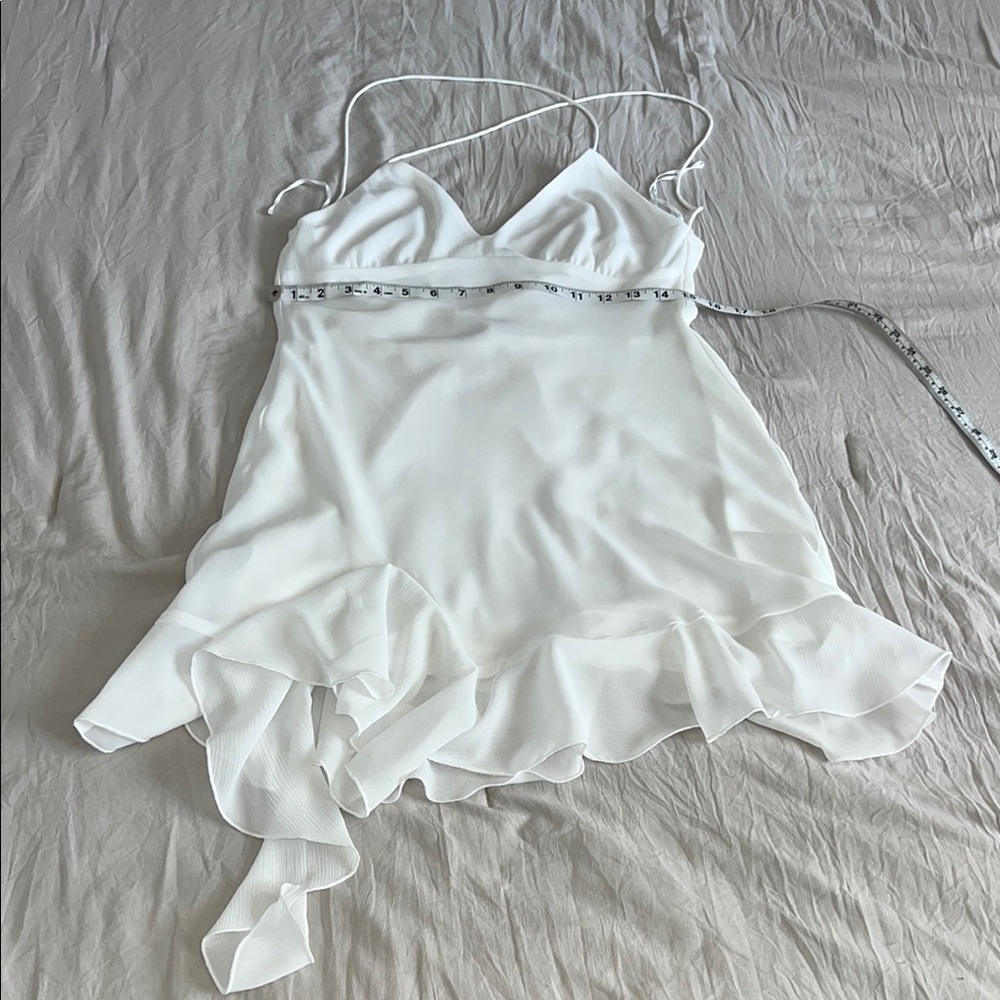 Zara White Ruffle Hem Dress - Picture 7 of 9